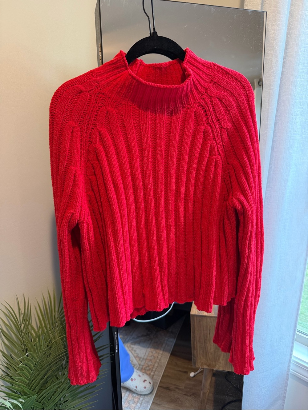 American Eagle Red Ribbed Turtleneck Sweater